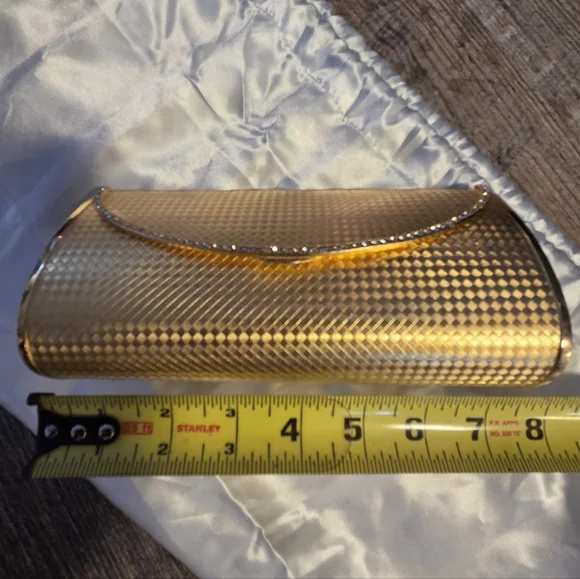 Vintage Mirror Chrystal Gold Elegant Metal Diamond Pattern Clutch Bag